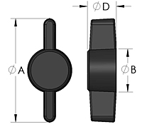 T2 T-Knob Line Drawing